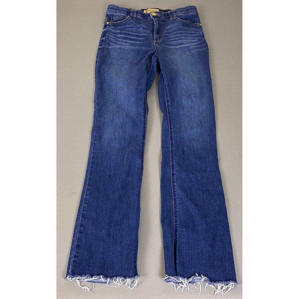 Democracy Ab Technology Bootcut Jeans Women's Size 10 Blue Dark Wash Raw Hem